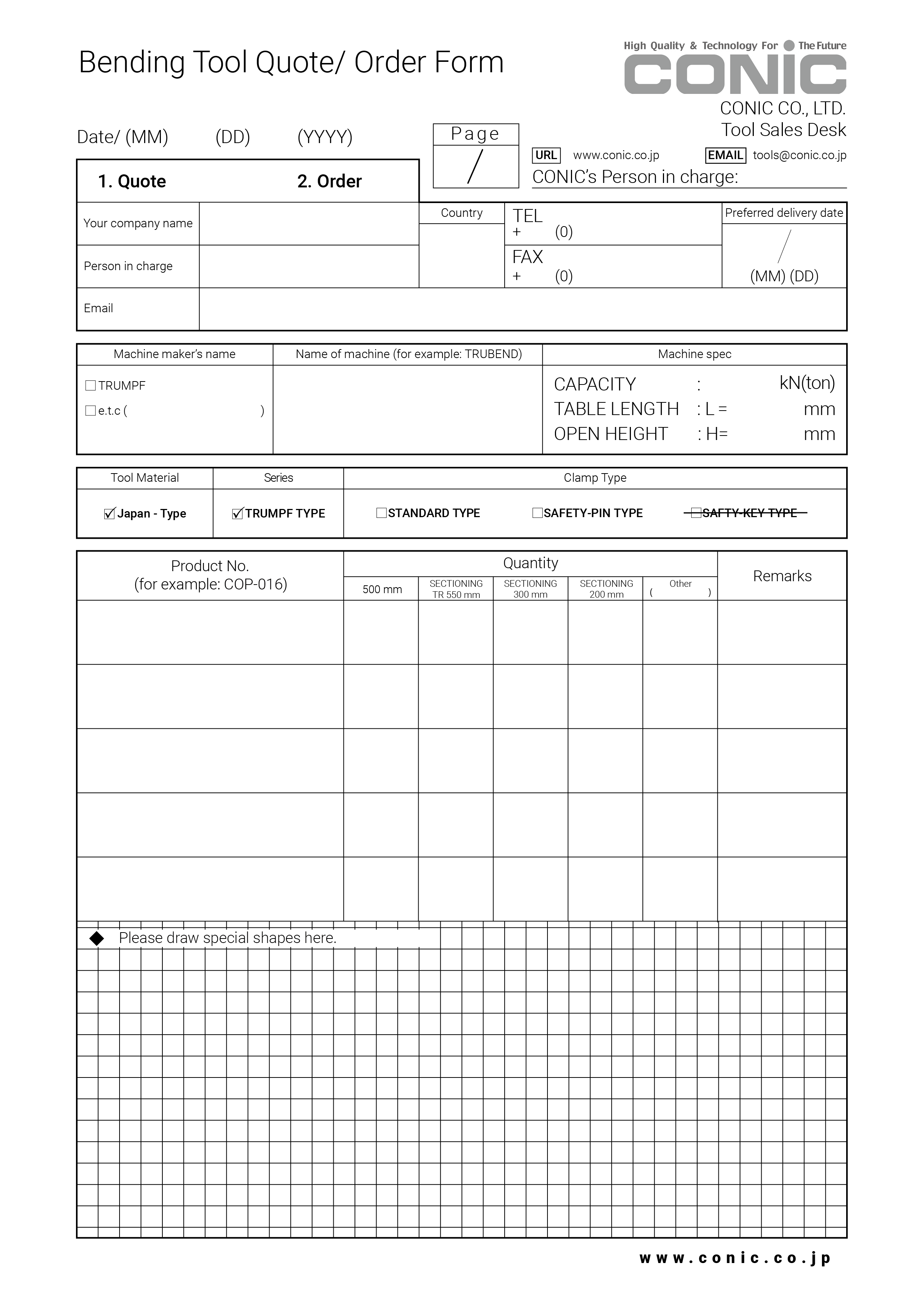 TRUMPF TYPE [JAPAN Series] STANDARD Tooling