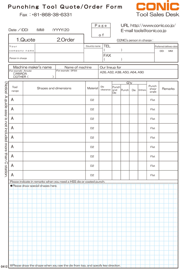AMADA Type [SET PRESS] Punching Tool