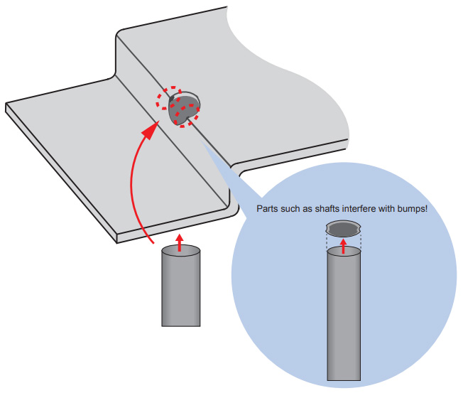 Parts such as shafts interfere with bumps!