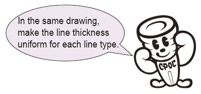 In the same drawing, make the line thickness uniform for each line type.