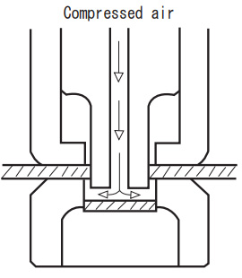 Drop the slug forcibly using compressed air directly from the center air hole.