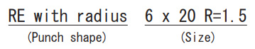 RE with radius / 6 x 20 R = 1.5