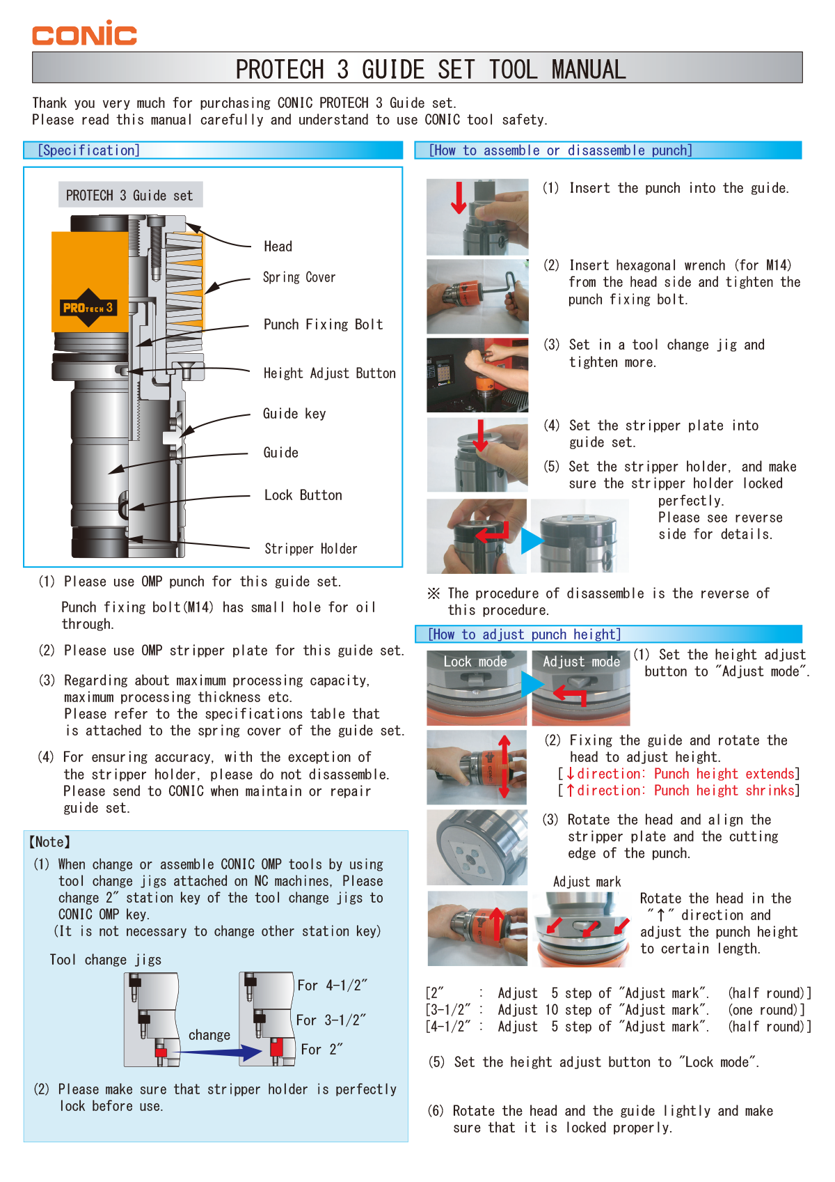 PROTECH 3 GUIDE SET TOOL MANUAL