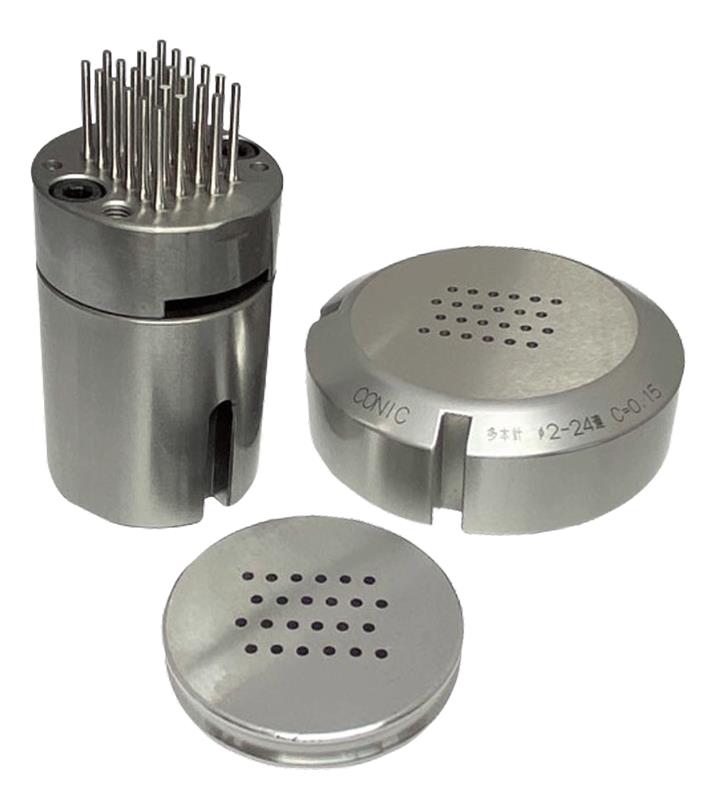 穴径が細いため、連続して打ち抜き加工を行うとパンチが折損するリスクが高く、安定した加工が難しい。