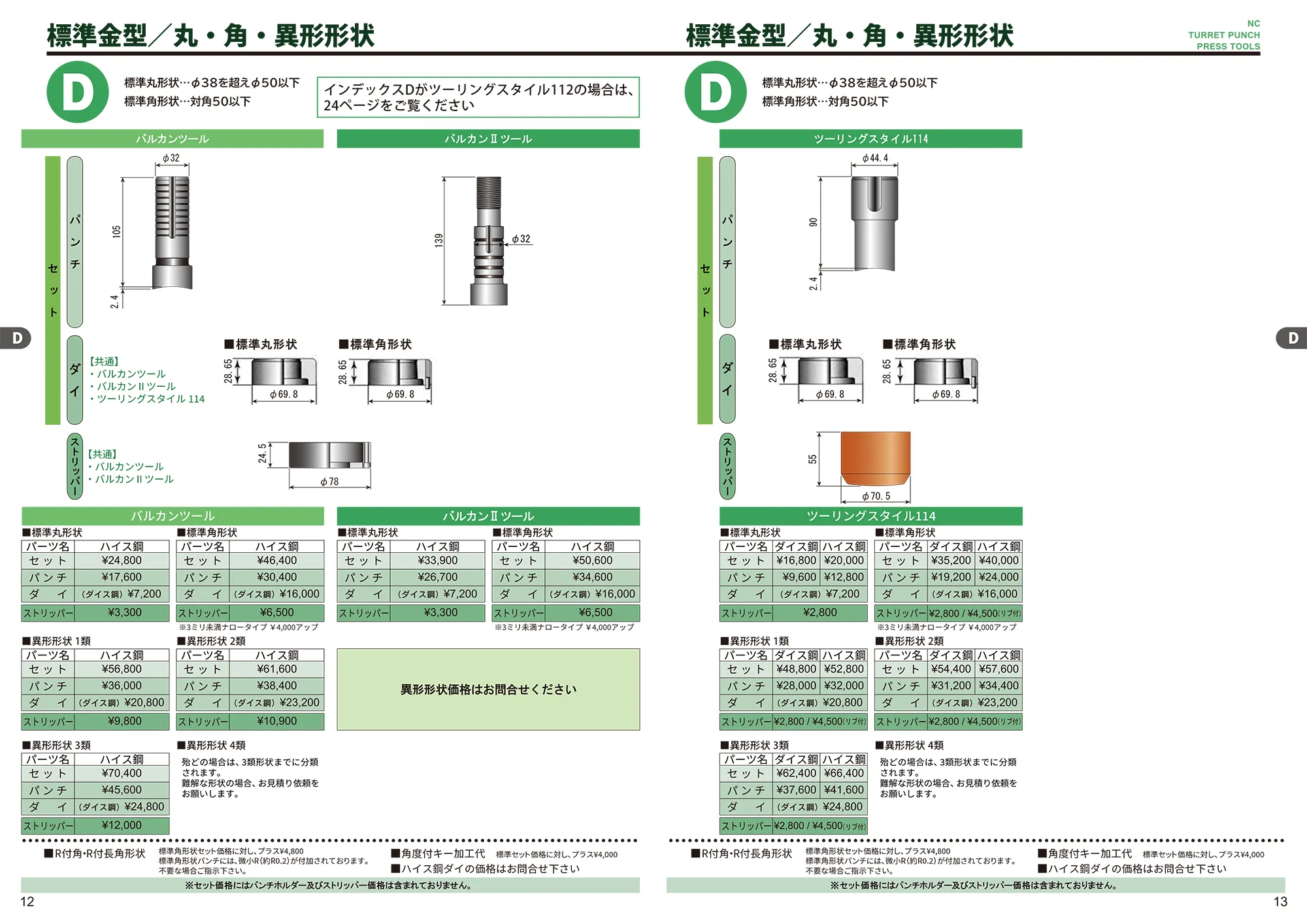 標準金型（丸・角・異形形状）