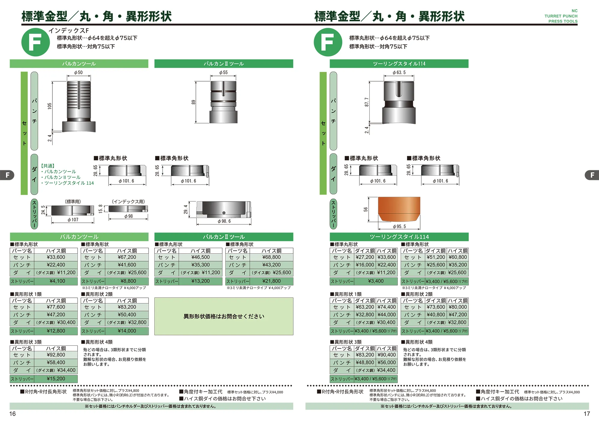標準金型（丸・角・異形形状）