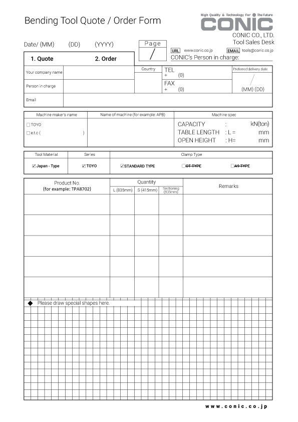TOYO TYPE [JAPAN Series] STANDARD Tooling