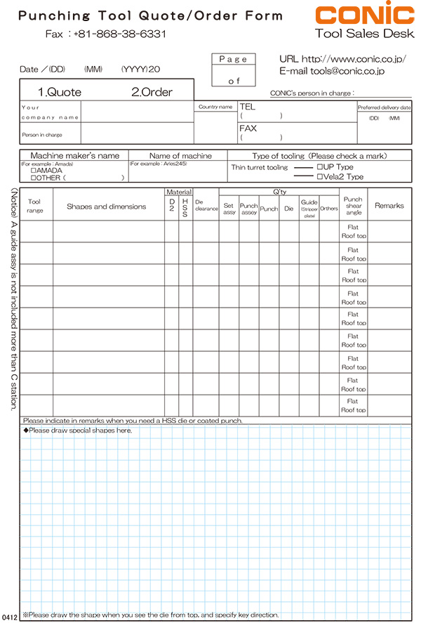 AMADA Type [THIN TURRET] Punching Tool