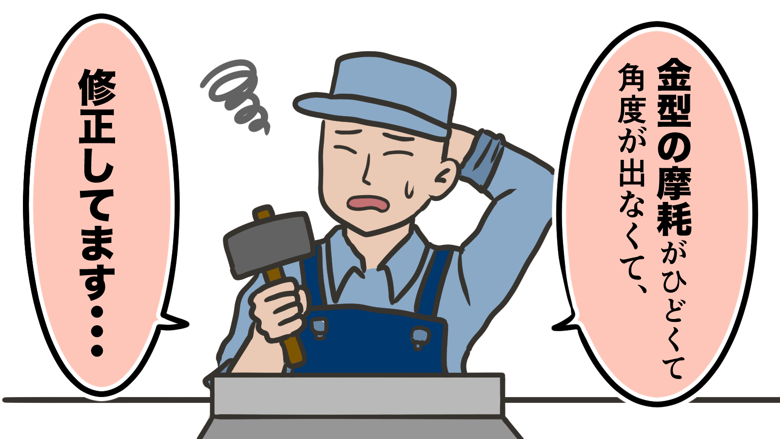 「金型の摩耗がひどくて角度が出なくて、修正しています･･･」