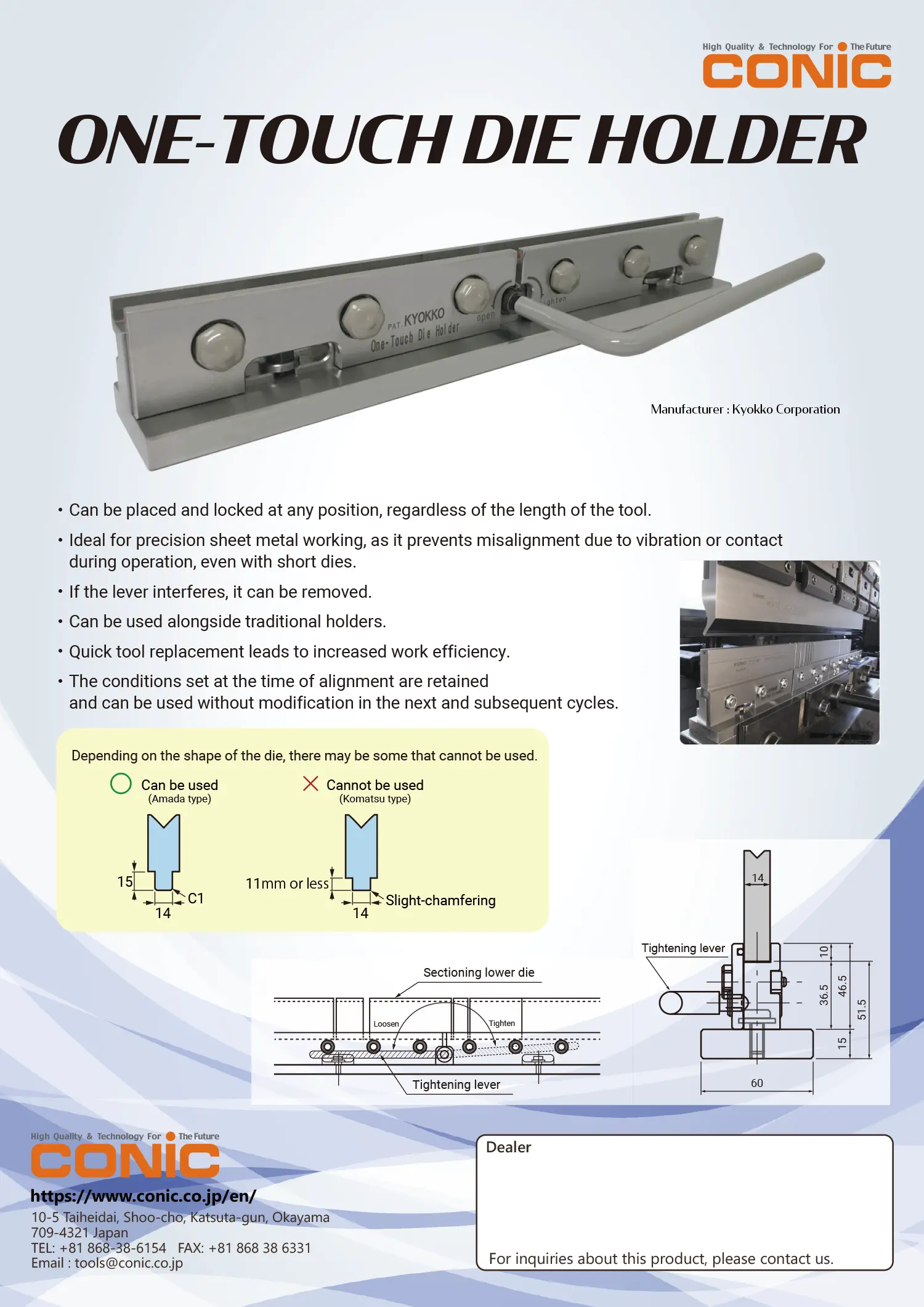 One touch die holder