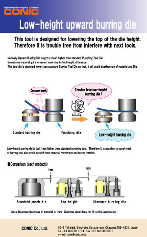 Low-height upward burring die